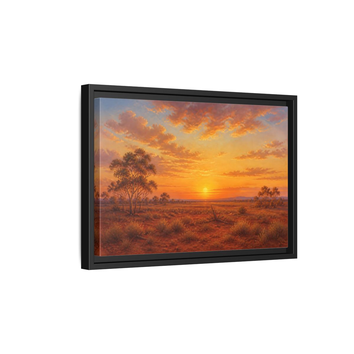 Side Mockup 6. Nature Desert Landscape Orange Sunset shown as stretched canvas wall art