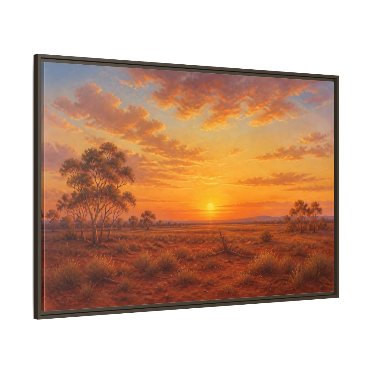 Side Mockup 8. Nature Desert Landscape Orange Sunset shown as stretched canvas wall art