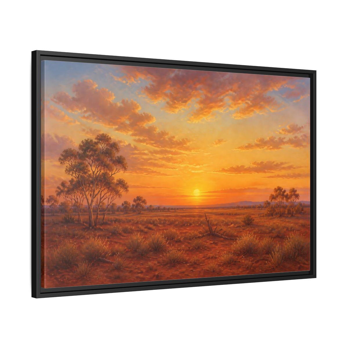 Side Mockup 13. Nature Desert Landscape Orange Sunset shown as stretched canvas wall art