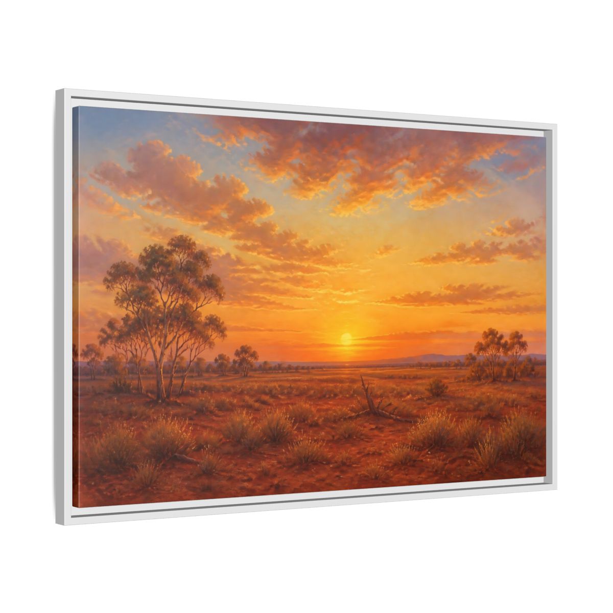 Side Mockup 9. Nature Desert Landscape Orange Sunset shown as stretched canvas wall art