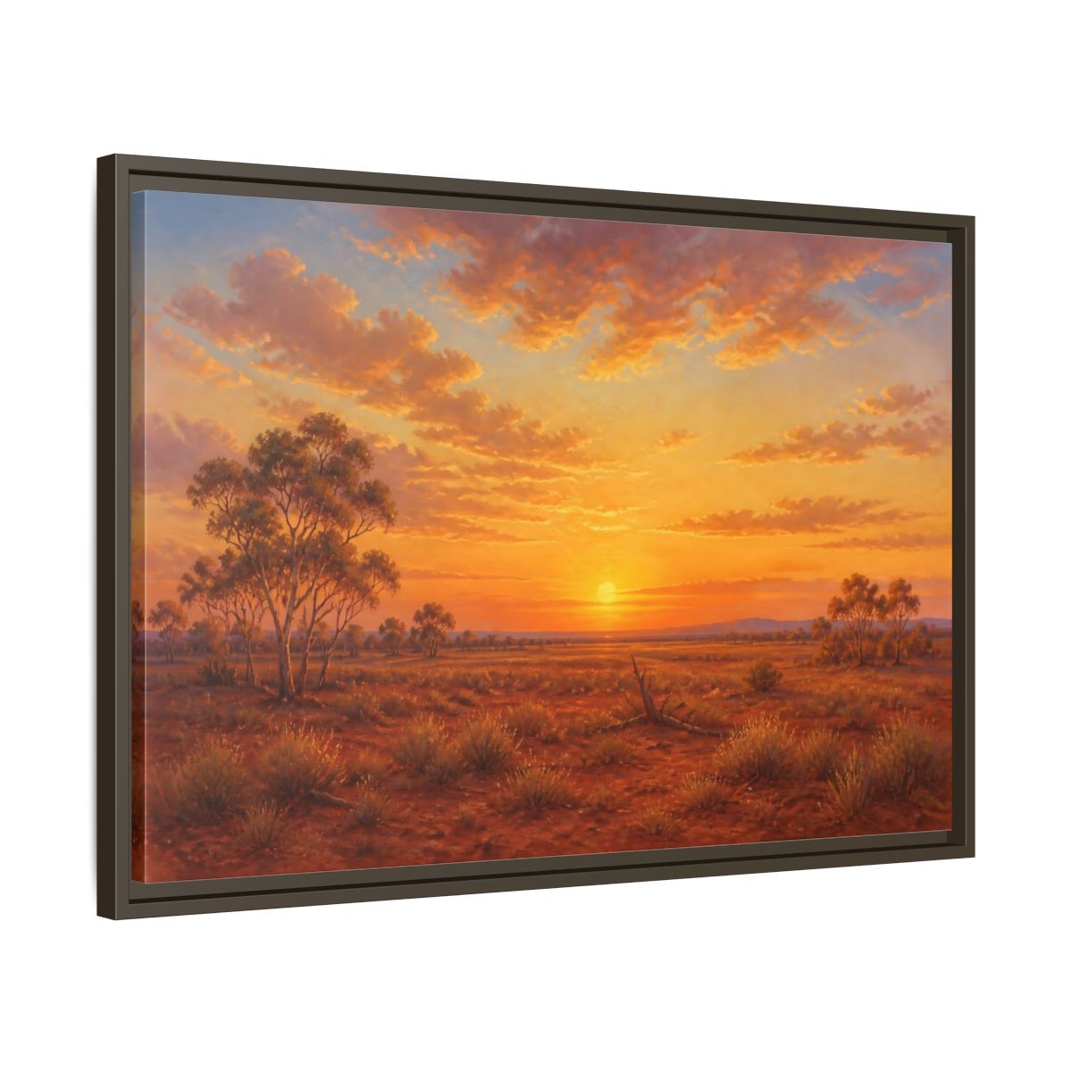 Side Mockup 11. Nature Desert Landscape Orange Sunset shown as stretched canvas wall art
