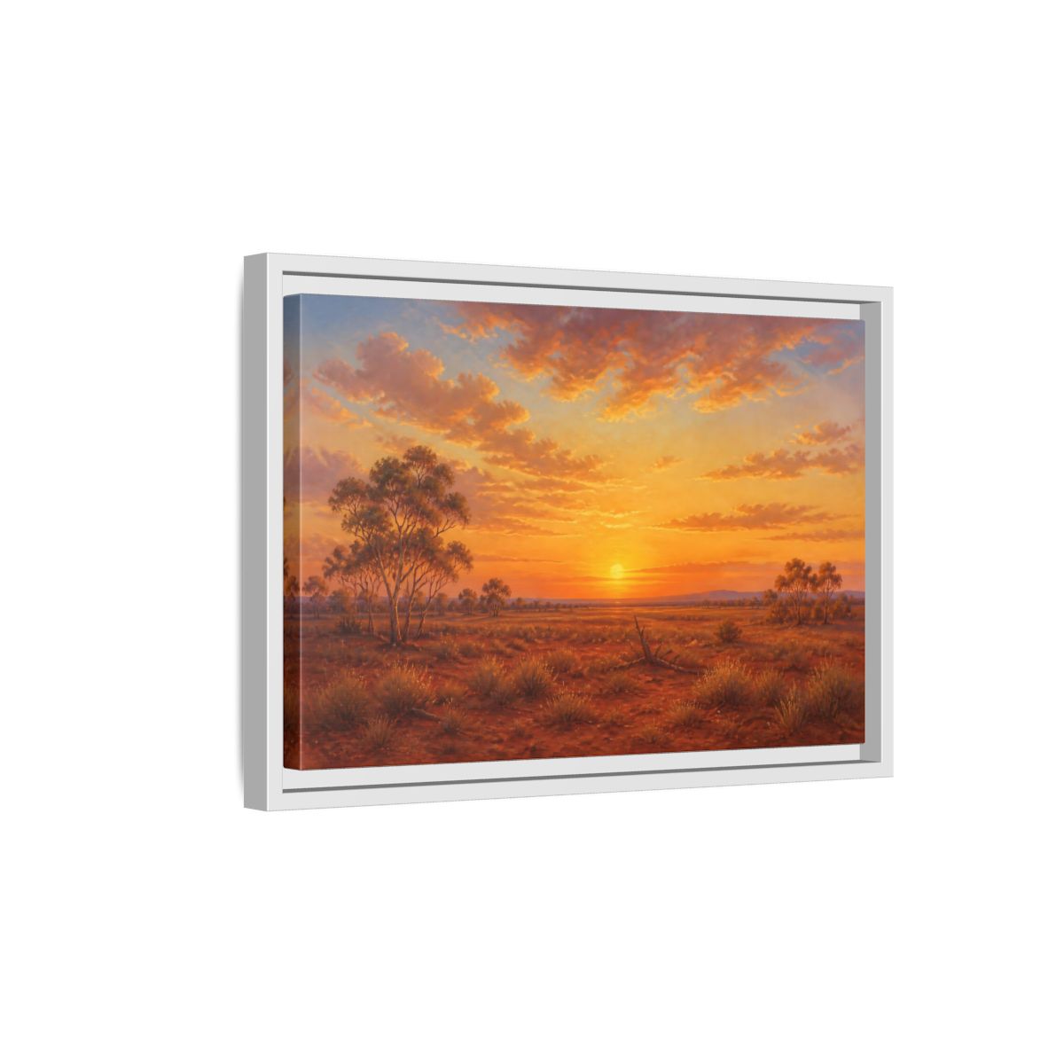 Side Mockup 4. Nature Desert Landscape Orange Sunset shown as stretched canvas wall art