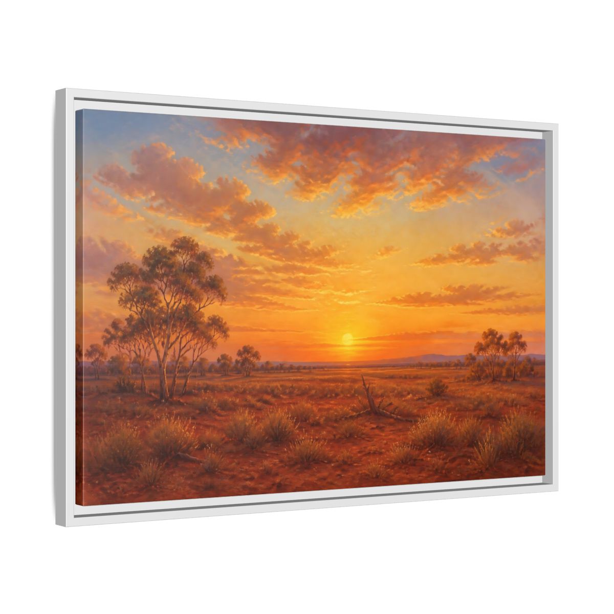 Side Mockup 10. Nature Desert Landscape Orange Sunset shown as stretched canvas wall art