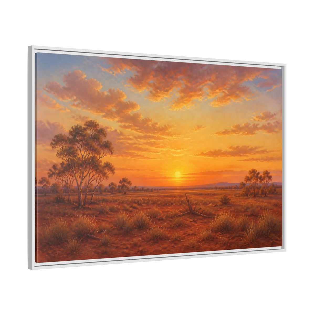 Side Mockup 7. Nature Desert Landscape Orange Sunset shown as stretched canvas wall art
