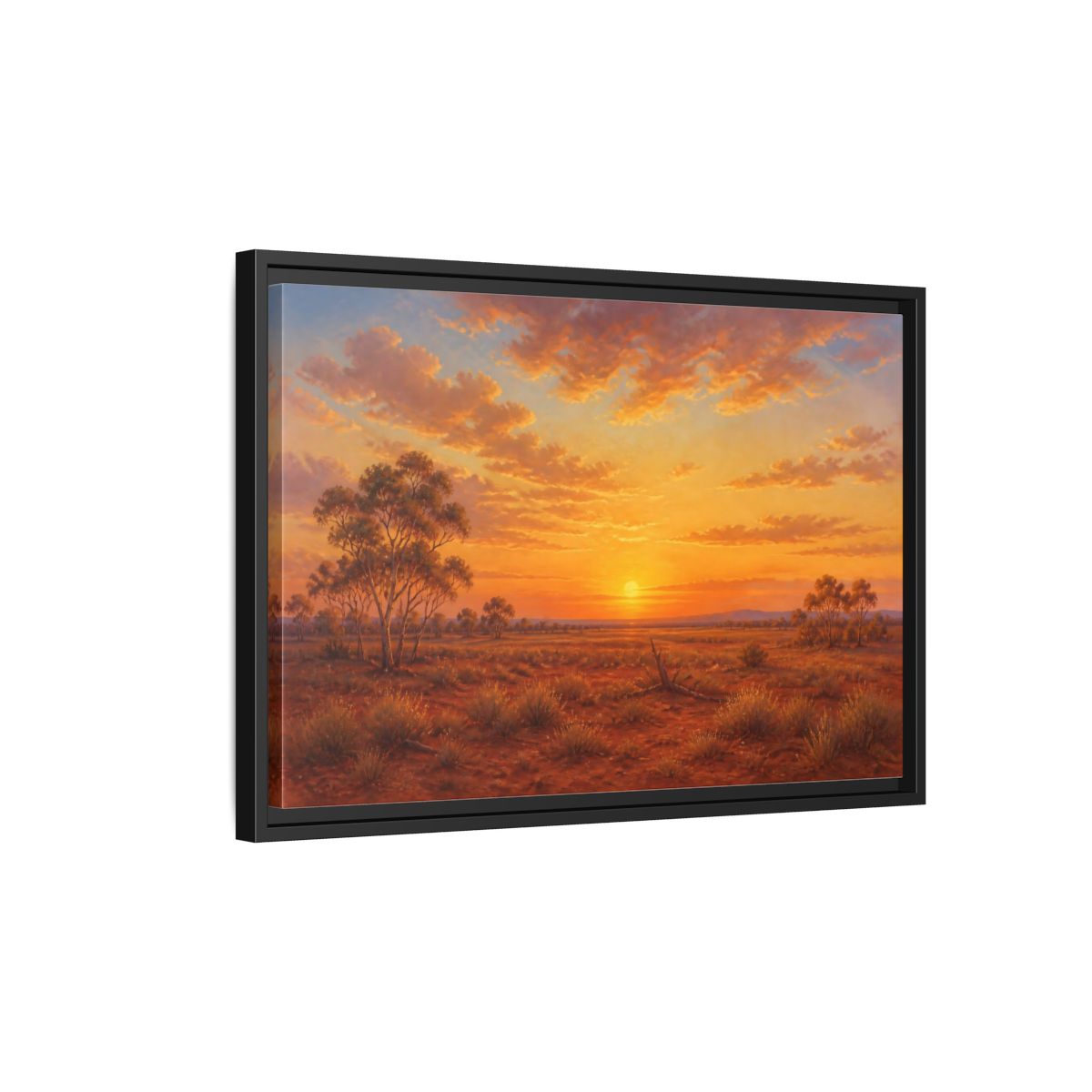 Side Mockup 3. Nature Desert Landscape Orange Sunset shown as stretched canvas wall art