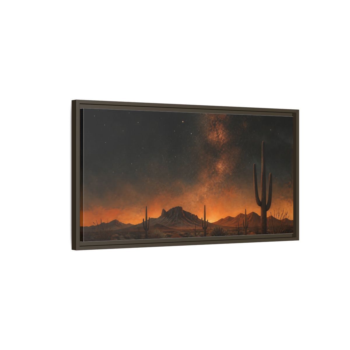 Main Mockup. Nature Desert Night Orange Black Desert shown as stretched canvas wall art