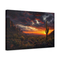 Side Mockup 4. Nature Desert Sunset Orange Desert Sunset shown as stretched canvas wall art