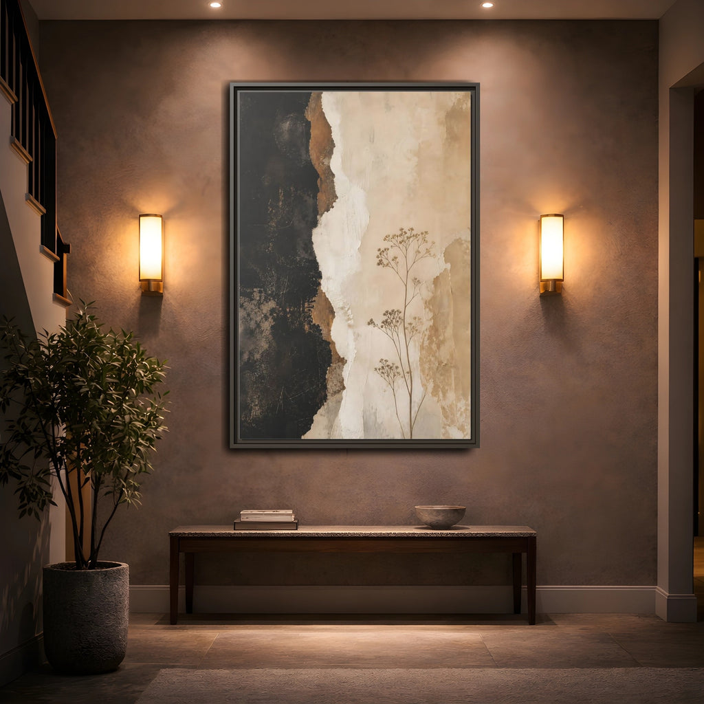 Mockup 2. Nature Dried Plant Brown And Beige Botanical shown as stretched canvas wall art