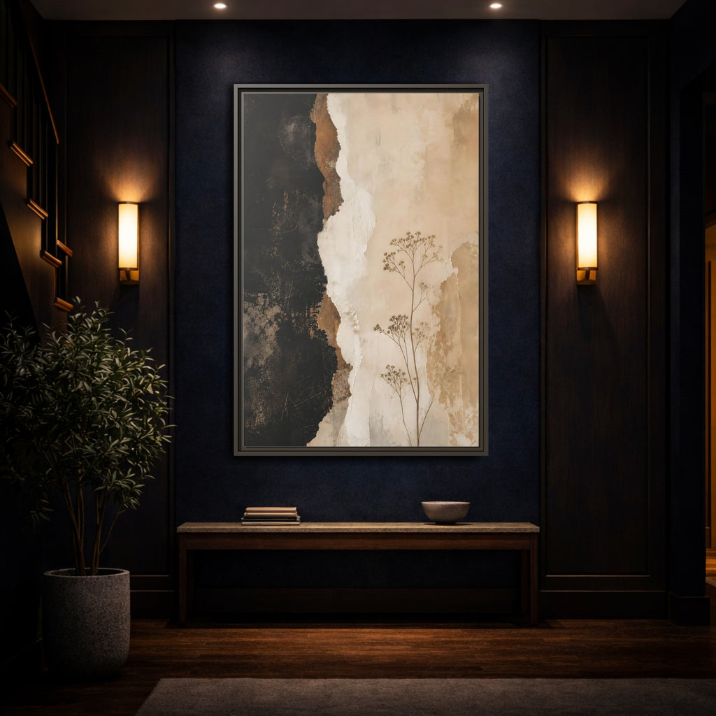 Mockup 4. Nature Dried Plant Brown And Beige Botanical shown as stretched canvas wall art
