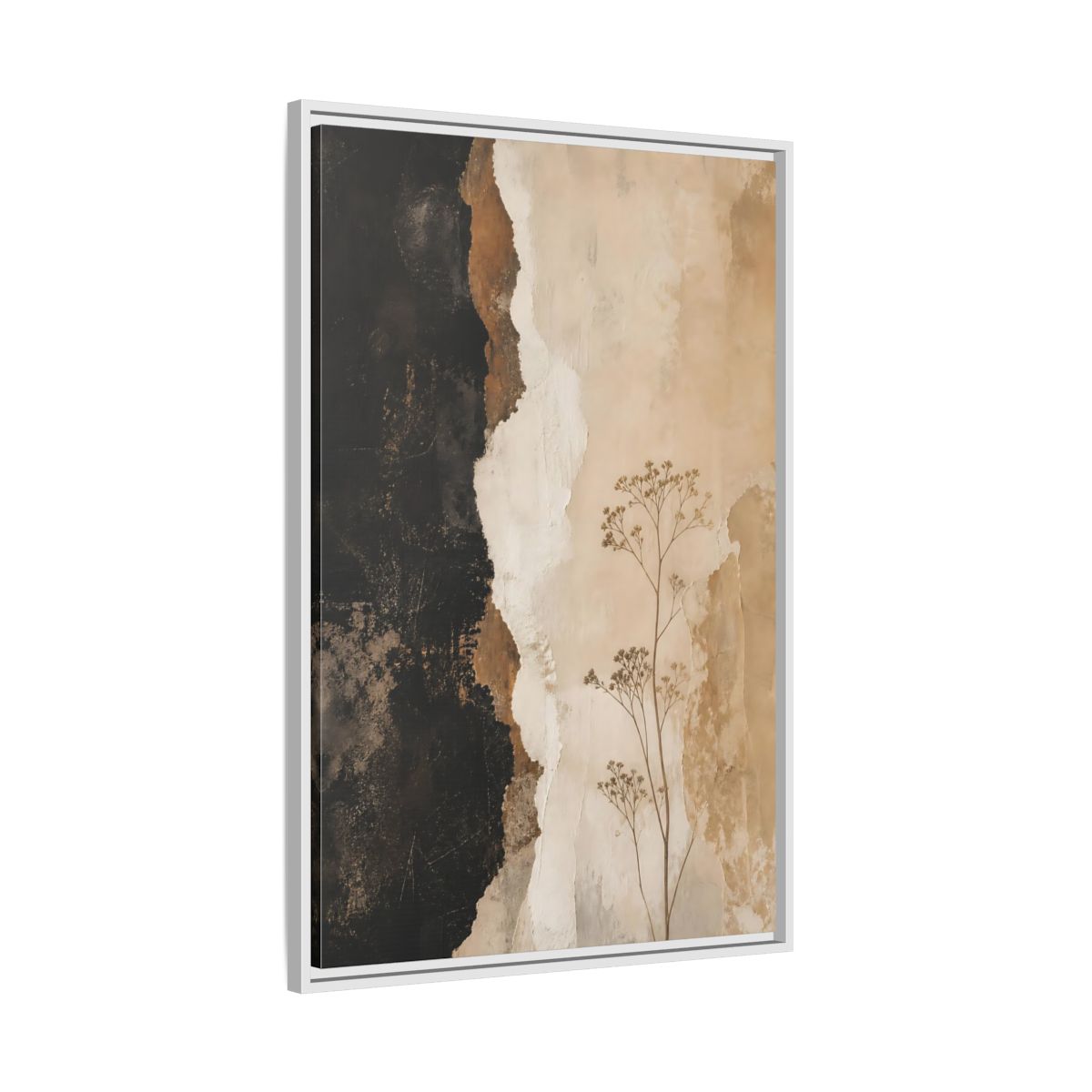 Side Mockup 9. Nature Dried Plant Brown And Beige Botanical shown as stretched canvas wall art