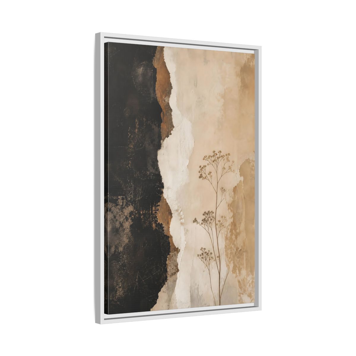Side Mockup 10. Nature Dried Plant Brown And Beige Botanical shown as stretched canvas wall art