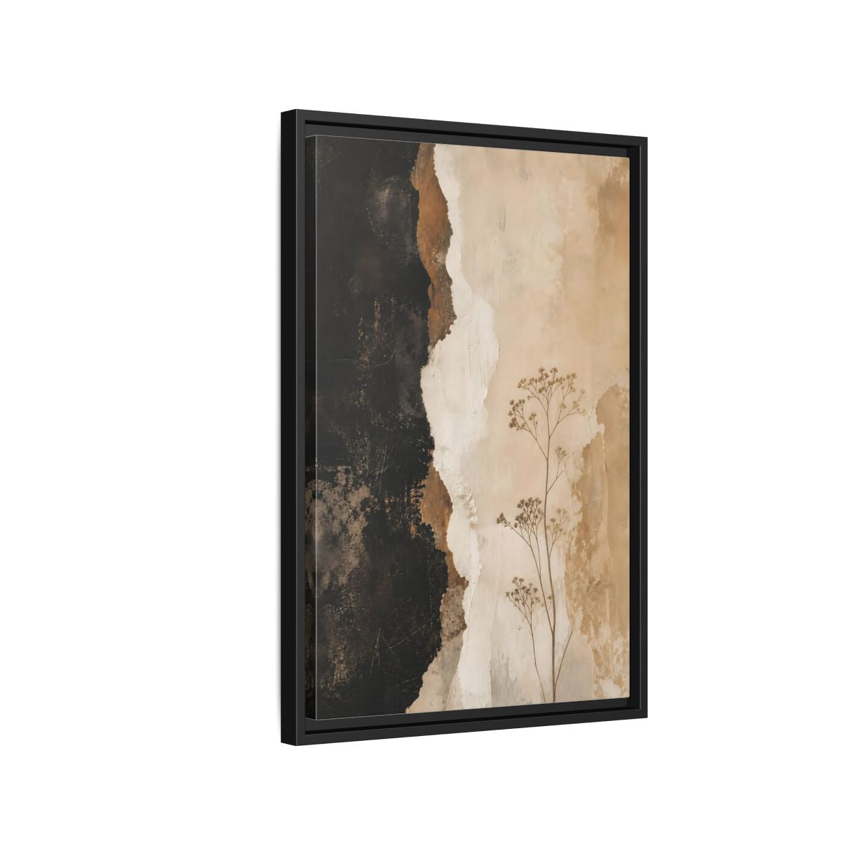Side Mockup 3. Nature Dried Plant Brown And Beige Botanical shown as stretched canvas wall art