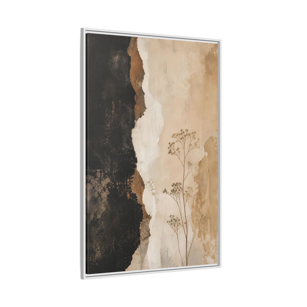 Side Mockup 7. Nature Dried Plant Brown And Beige Botanical shown as stretched canvas wall art
