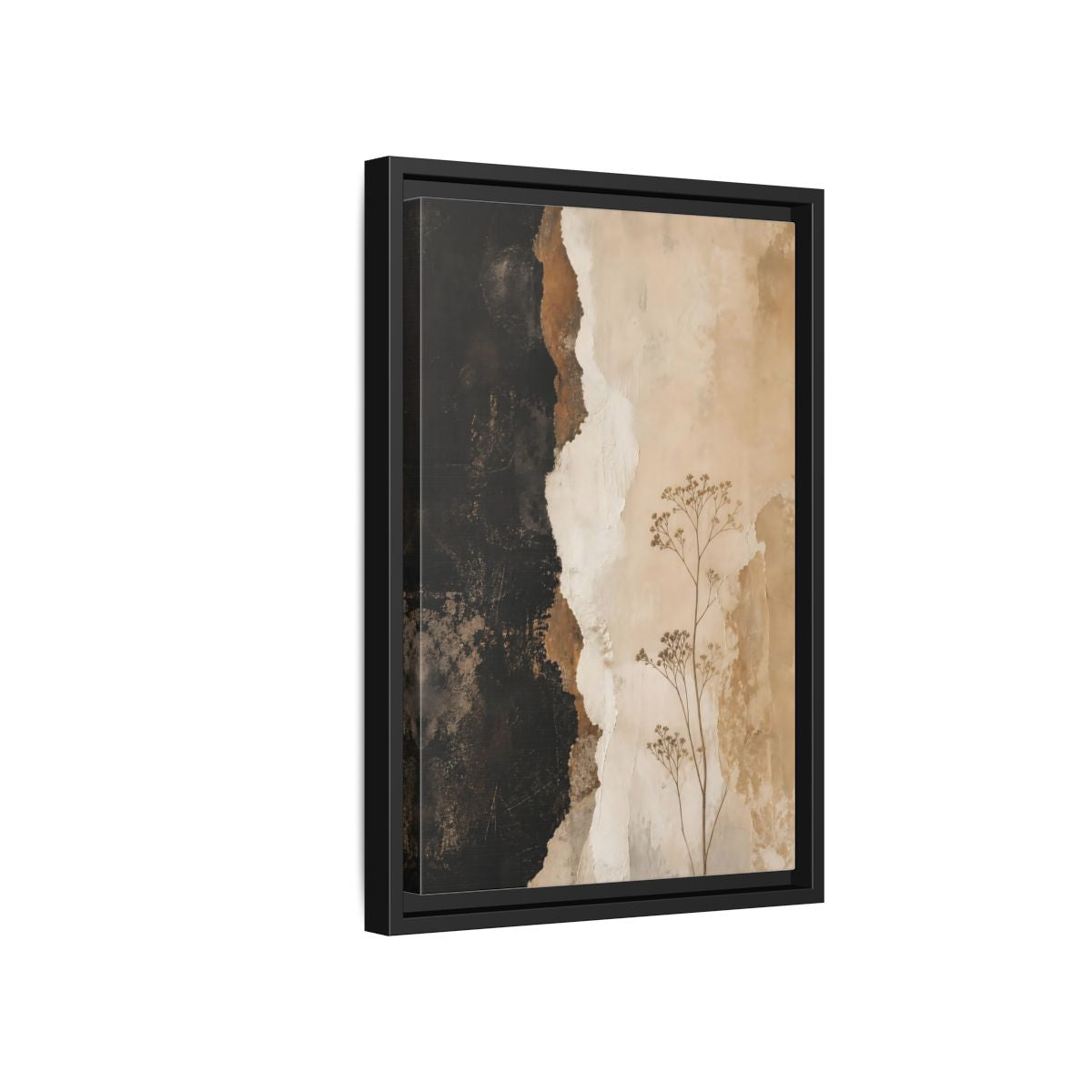 Side Mockup 6. Nature Dried Plant Brown And Beige Botanical shown as stretched canvas wall art