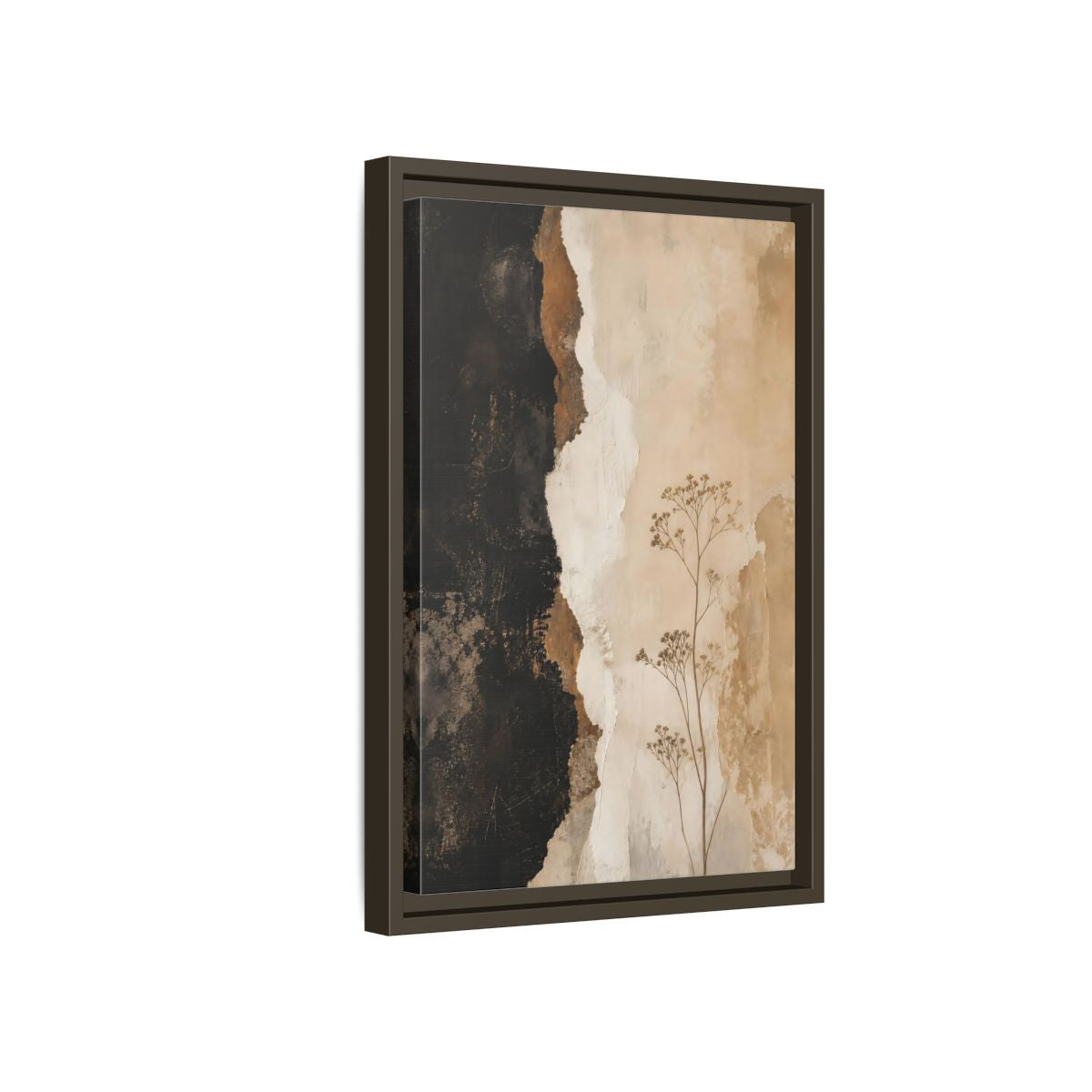 Side Mockup 5. Nature Dried Plant Brown And Beige Botanical shown as stretched canvas wall art