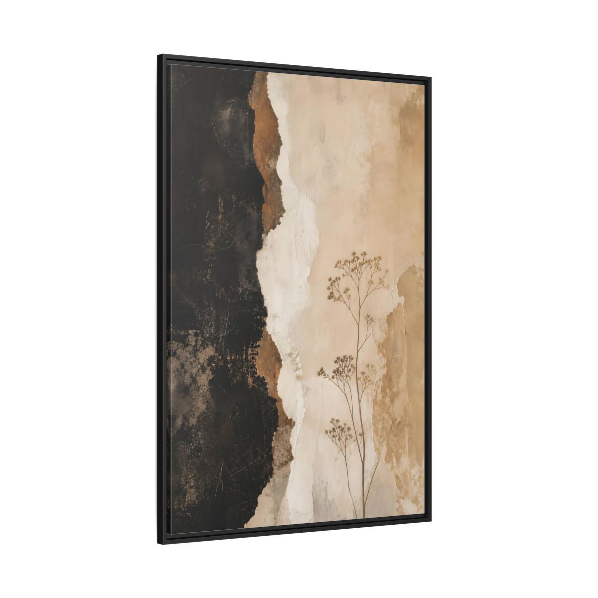 Side Mockup 12. Nature Dried Plant Brown And Beige Botanical shown as stretched canvas wall art
