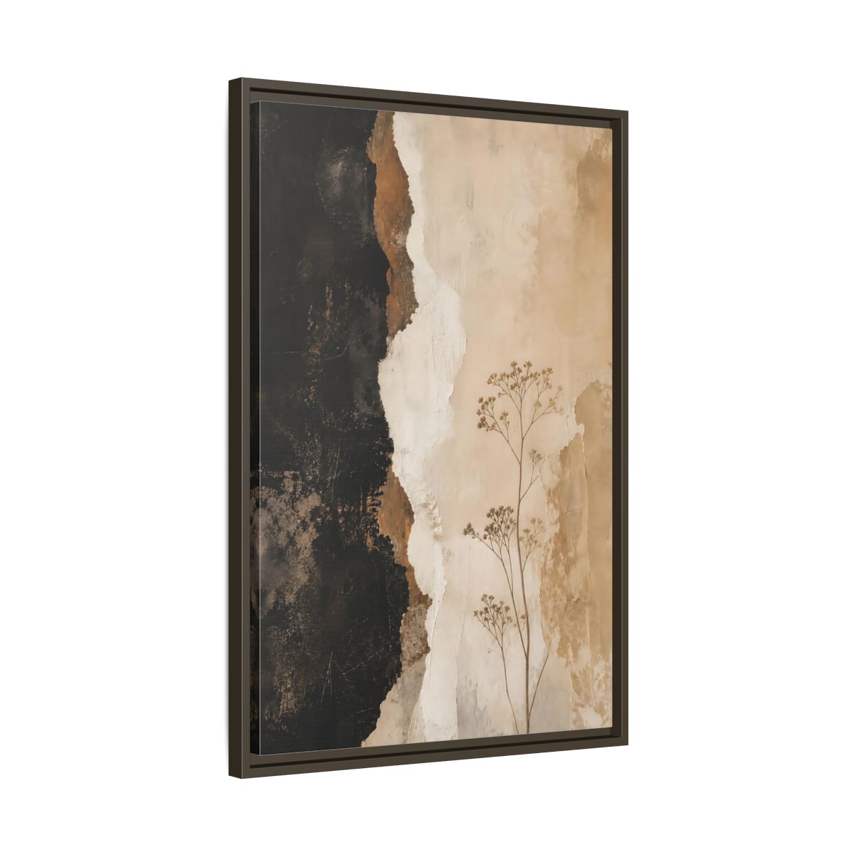 Side Mockup 11. Nature Dried Plant Brown And Beige Botanical shown as stretched canvas wall art