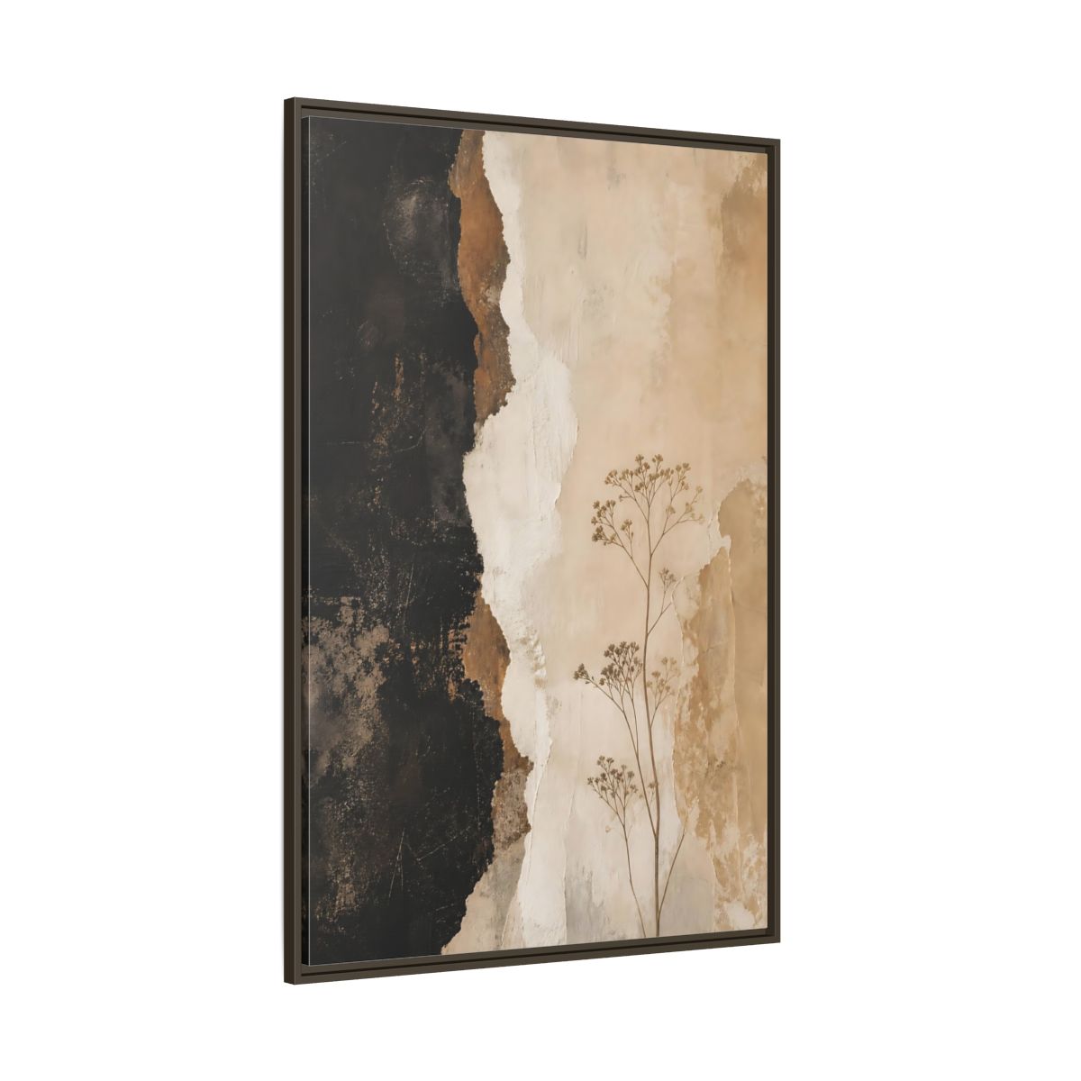 Side Mockup 8. Nature Dried Plant Brown And Beige Botanical shown as stretched canvas wall art
