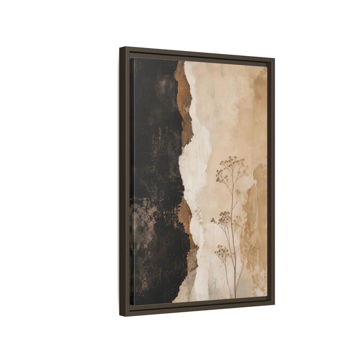 Side Mockup 2. Nature Dried Plant Brown And Beige Botanical shown as stretched canvas wall art