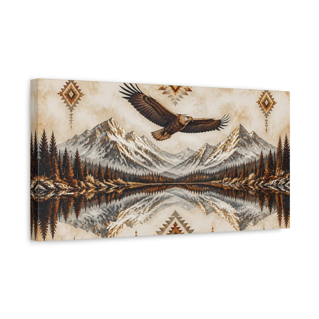Side Mockup 3. Nature Eagle Brown And Tan shown as stretched canvas wall art