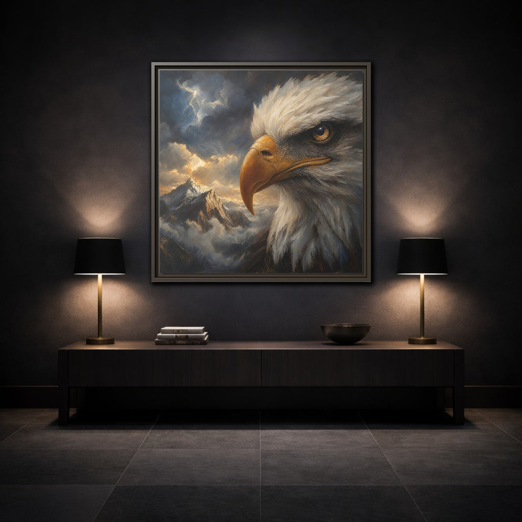 Mockup 3. Nature Eagle Majestic Eagle shown as stretched canvas wall art