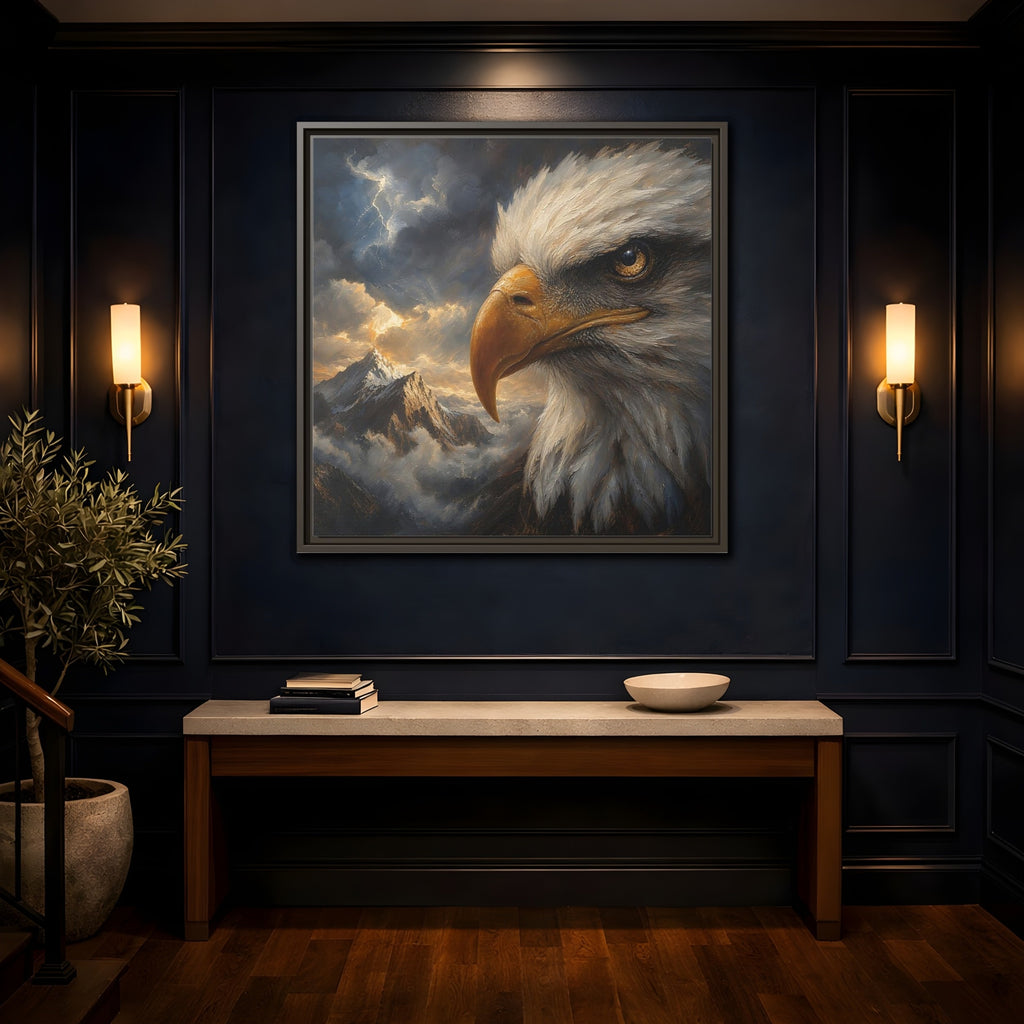 Mockup 4. Nature Eagle Majestic Eagle shown as stretched canvas wall art