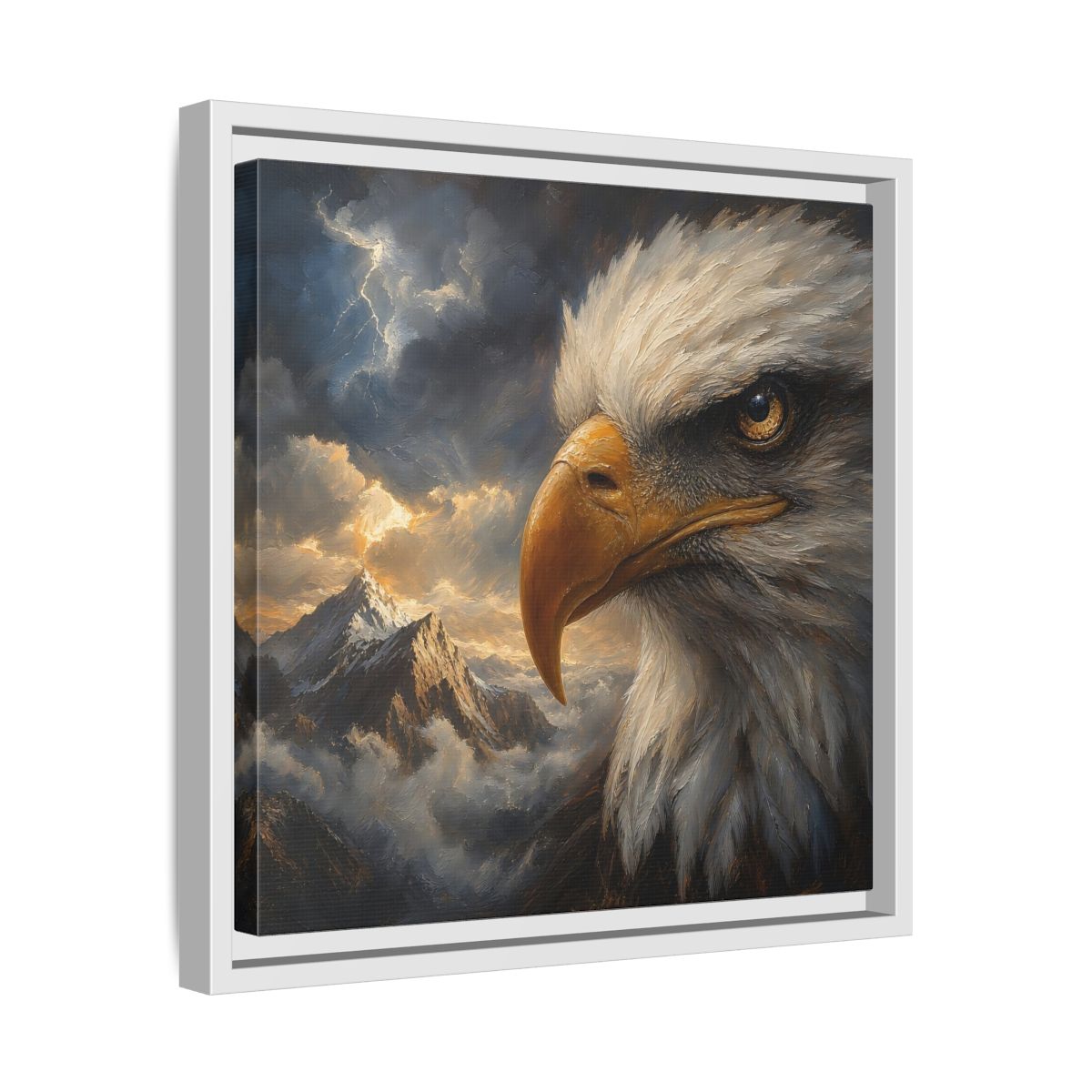 Side Mockup 28. Nature Eagle Majestic Eagle shown as stretched canvas wall art
