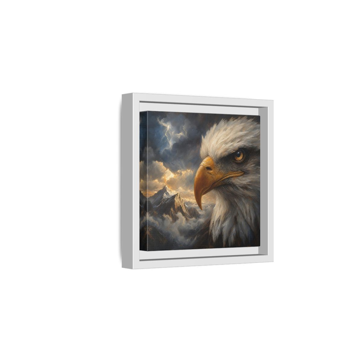 Side Mockup 1. Nature Eagle Majestic Eagle shown as stretched canvas wall art