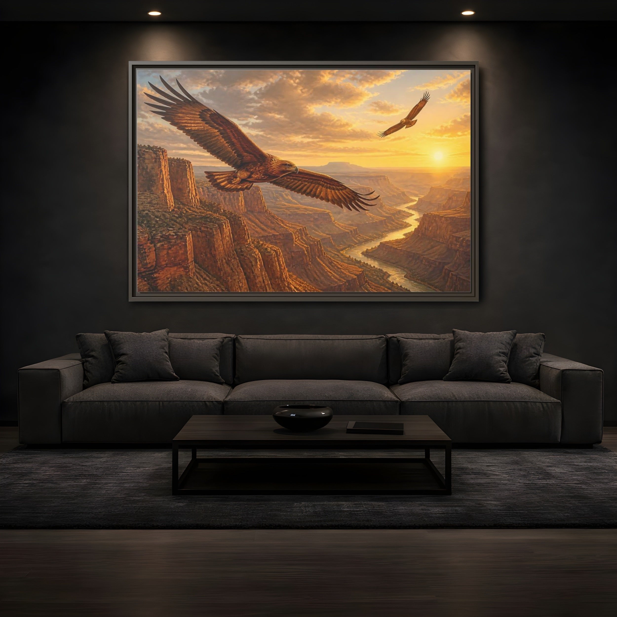 Mockup 3. Nature Eagles Golden Eagles shown as stretched canvas wall art