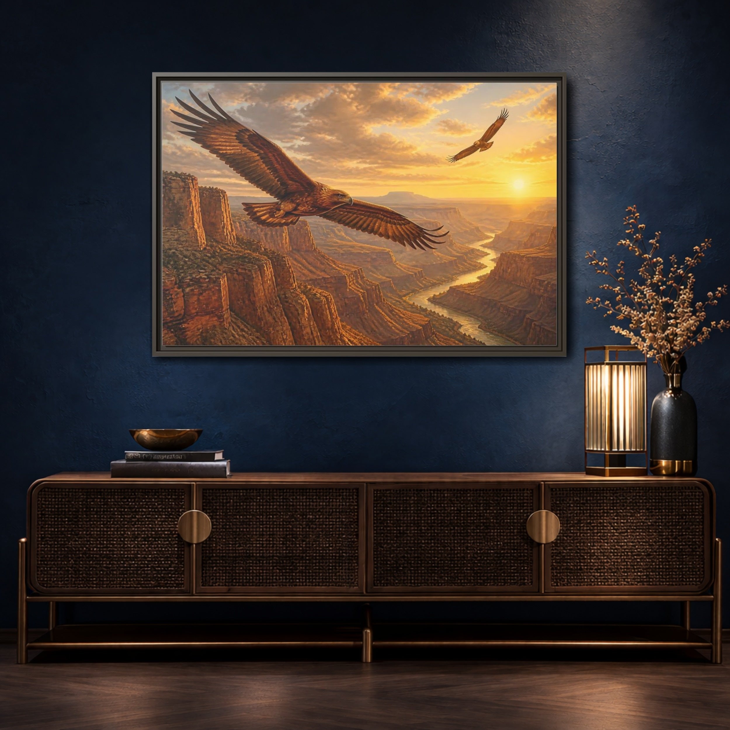 Mockup 4. Nature Eagles Golden Eagles shown as stretched canvas wall art