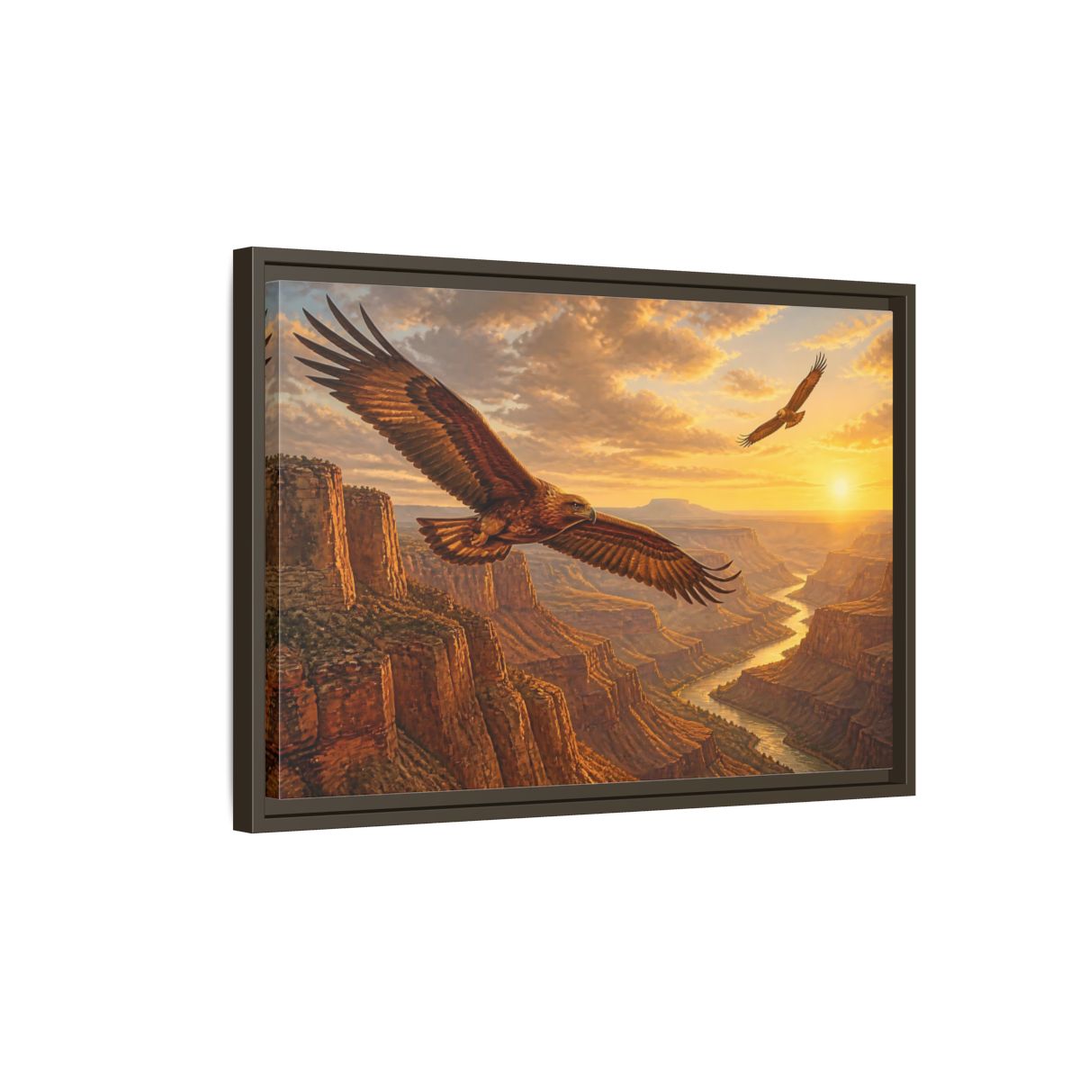 Side Mockup 2. Nature Eagles Golden Eagles shown as stretched canvas wall art