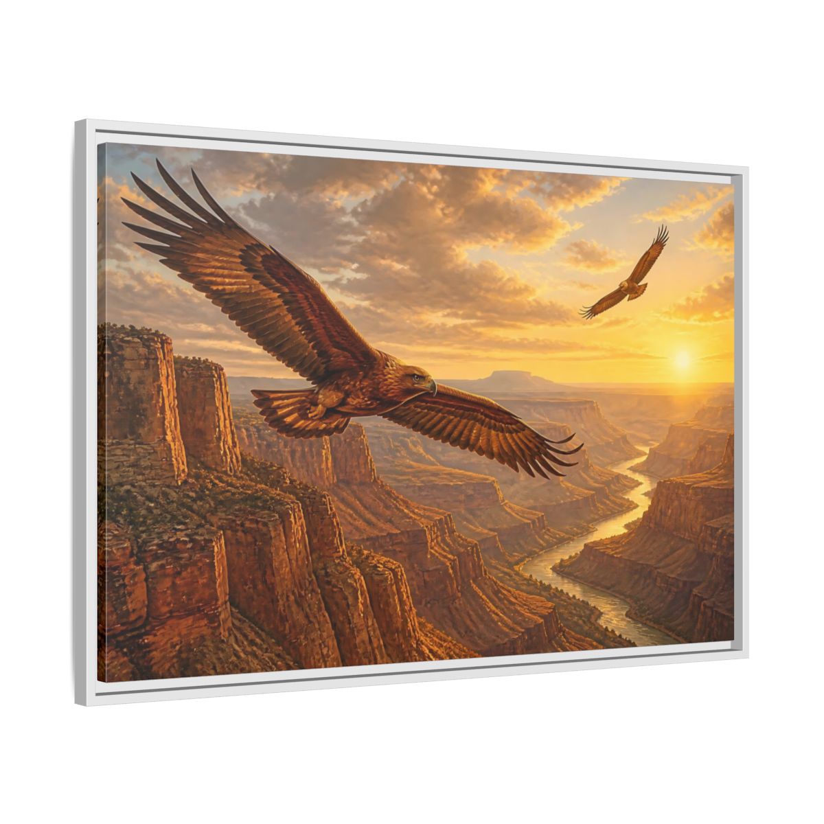 Side Mockup 9. Nature Eagles Golden Eagles shown as stretched canvas wall art