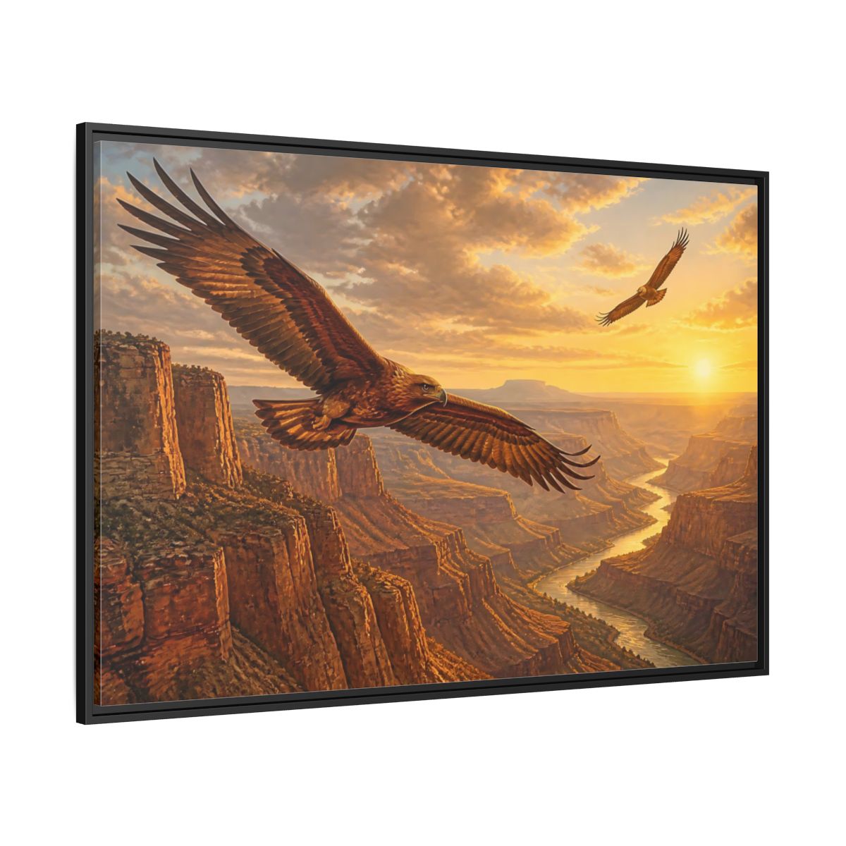 Side Mockup 12. Nature Eagles Golden Eagles shown as stretched canvas wall art