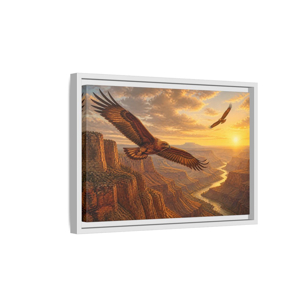 Side Mockup 4. Nature Eagles Golden Eagles shown as stretched canvas wall art