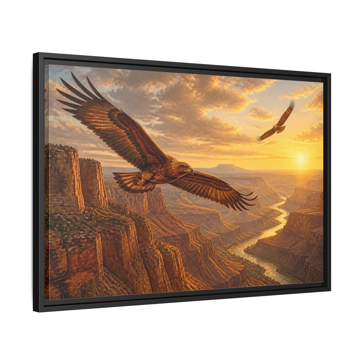 Side Mockup 14. Nature Eagles Golden Eagles shown as stretched canvas wall art