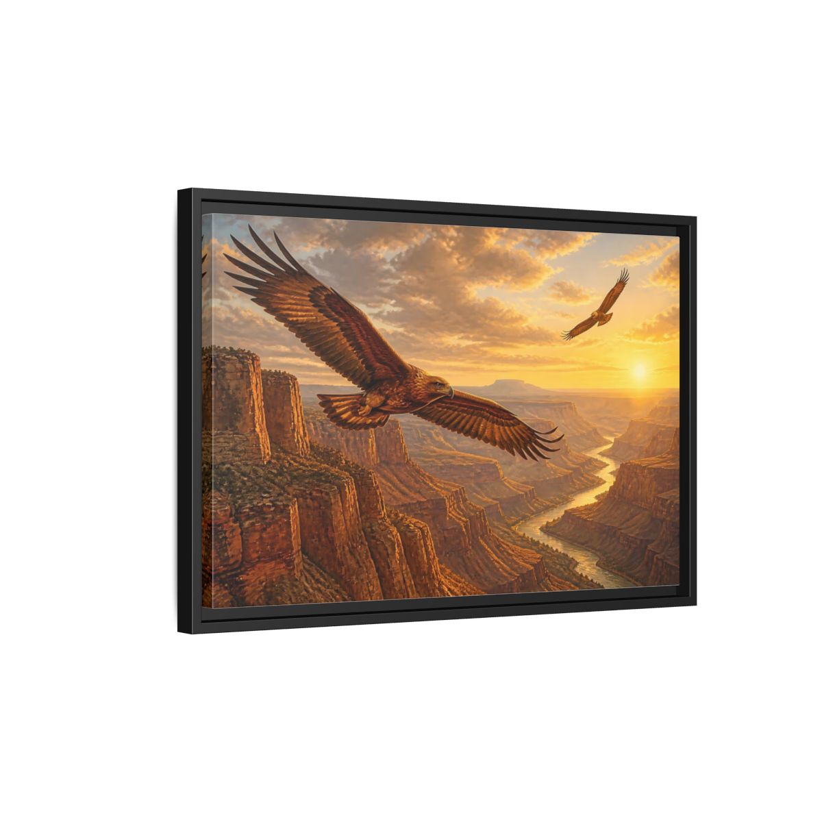 Side Mockup 3. Nature Eagles Golden Eagles shown as stretched canvas wall art