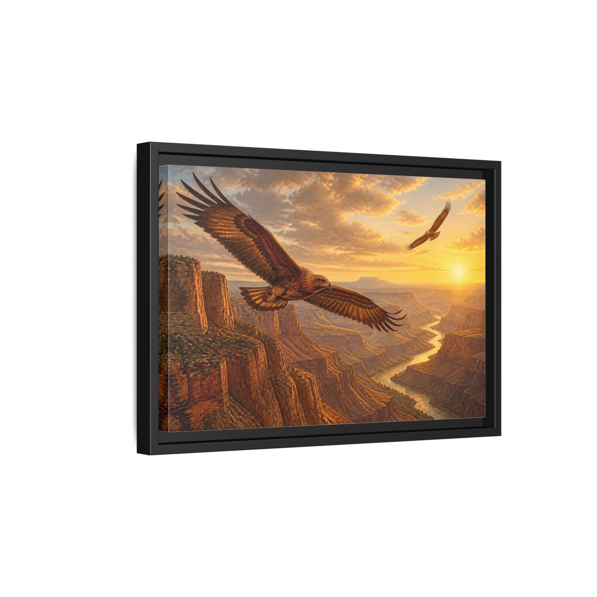 Side Mockup 6. Nature Eagles Golden Eagles shown as stretched canvas wall art