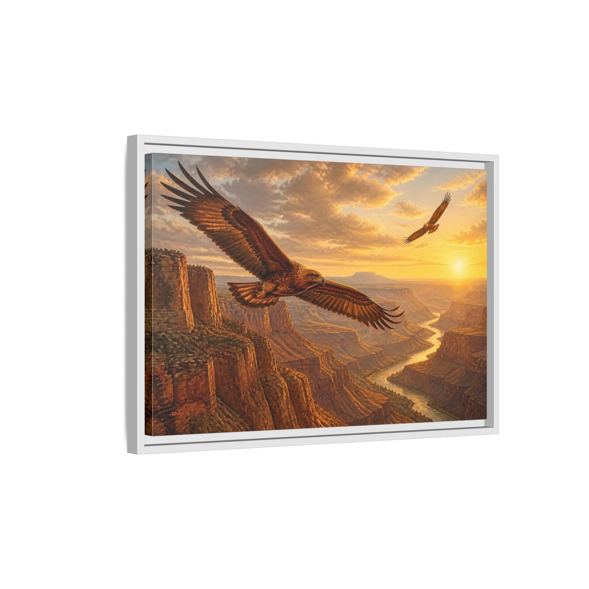 Side Mockup 1. Nature Eagles Golden Eagles shown as stretched canvas wall art