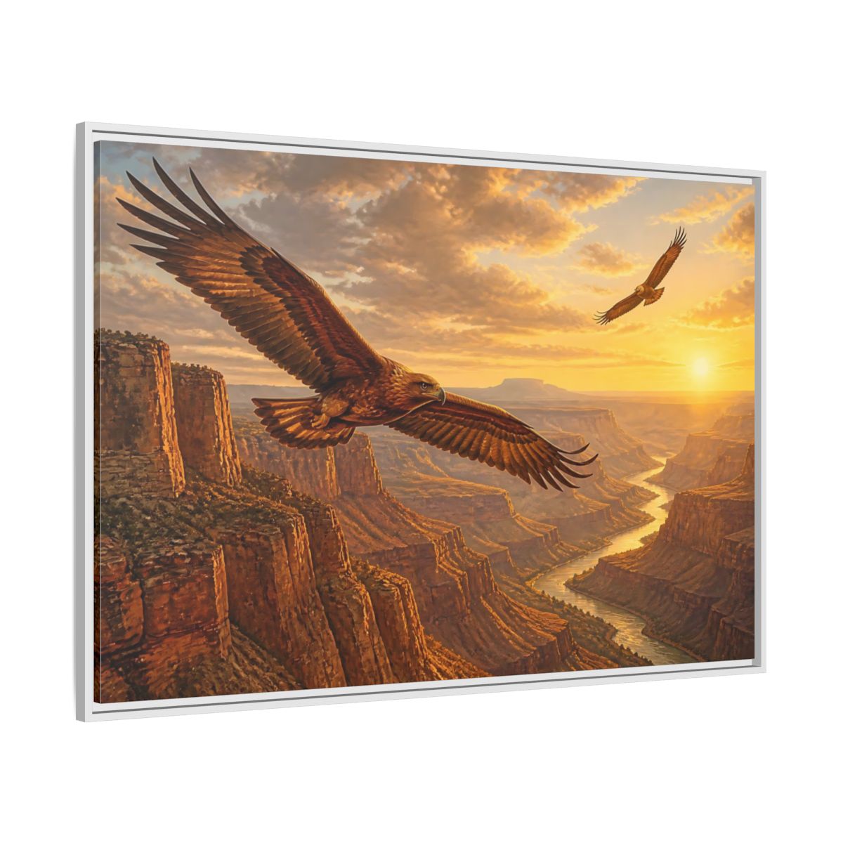 Side Mockup 7. Nature Eagles Golden Eagles shown as stretched canvas wall art