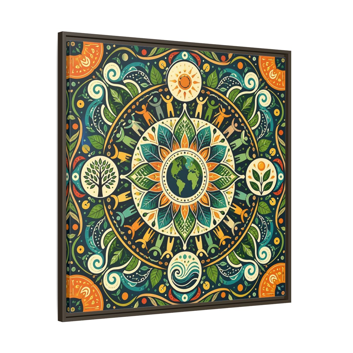 Main Mockup. Nature Earth Mandala Vibrant Earth Mandala shown as stretched canvas wall art