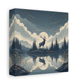 Side Mockup 2. Nature Elk Blue And Gold shown as stretched canvas wall art