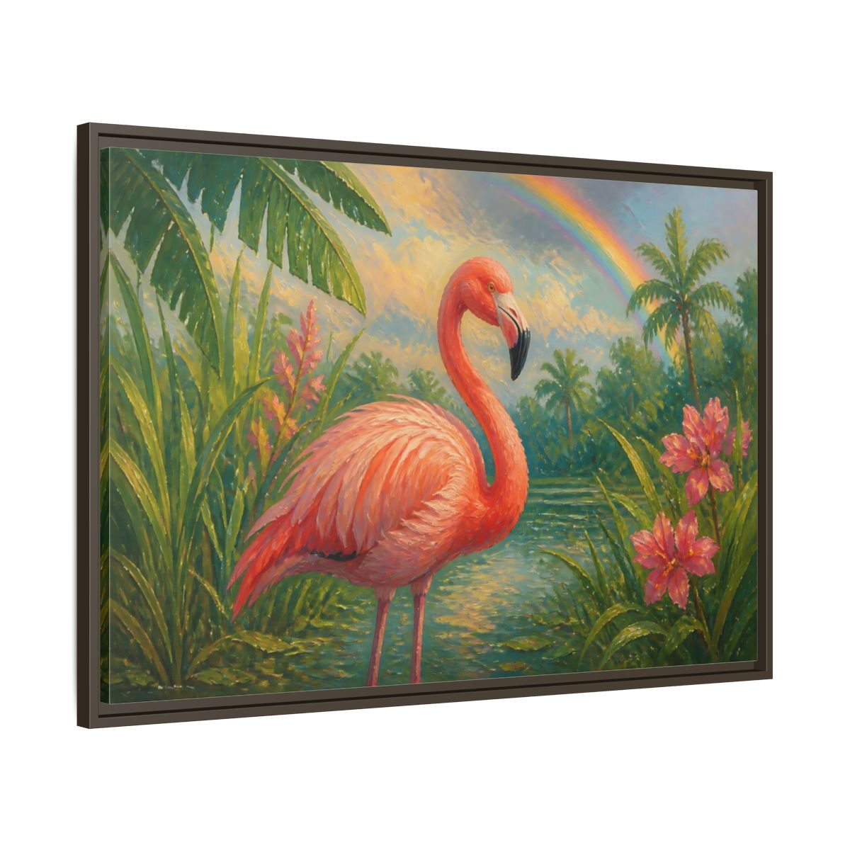 Main Mockup. Nature Flamingo Pink Flamingo shown as stretched canvas wall art