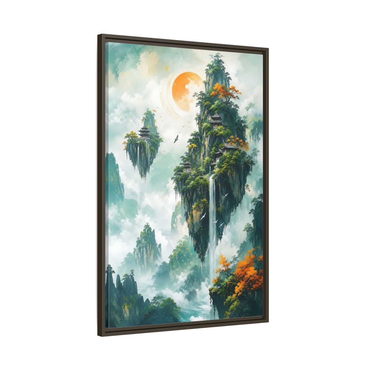 Main Mockup. Nature Floating Islands Fantasy Landscape shown as stretched canvas wall art