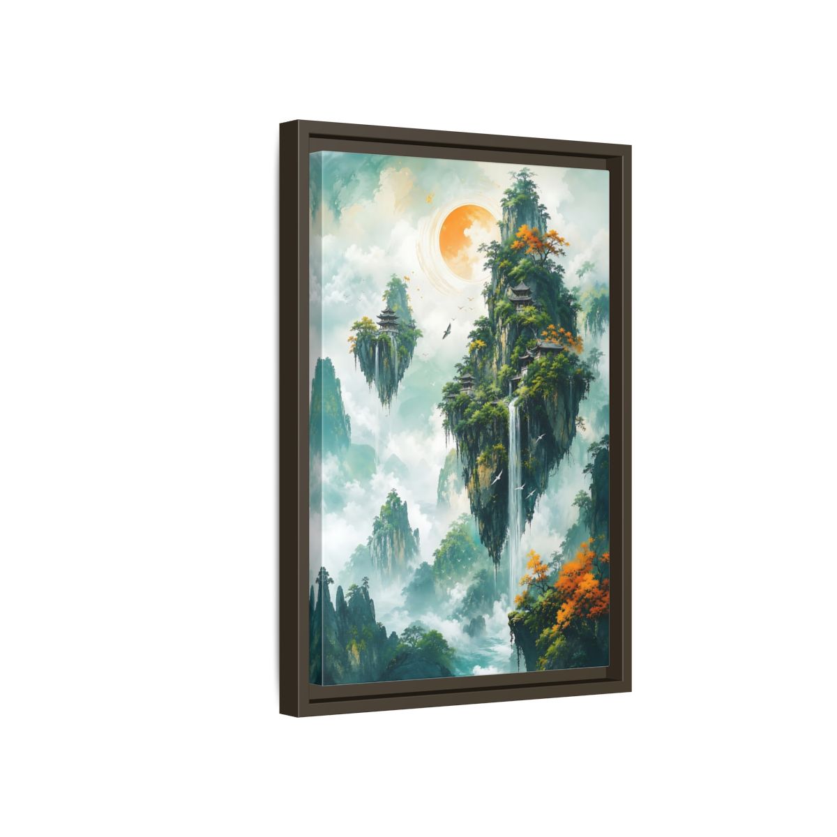 Side Mockup 5. Nature Floating Islands Fantasy Landscape shown as stretched canvas wall art