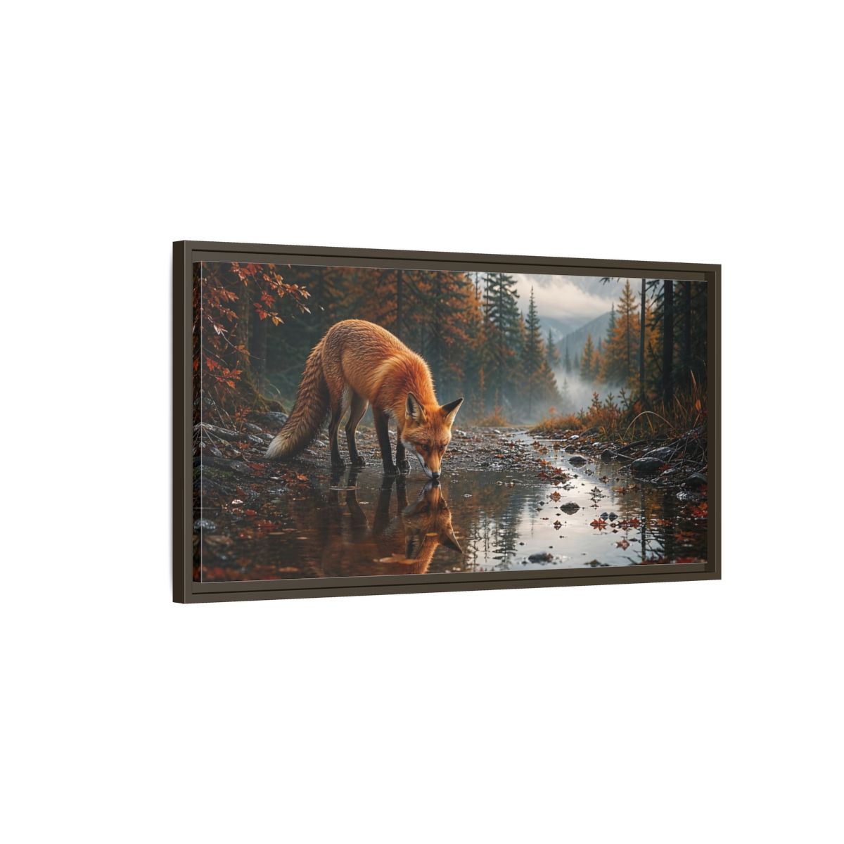 Main Mockup. Nature Fox Autumn Fox shown as stretched canvas wall art
