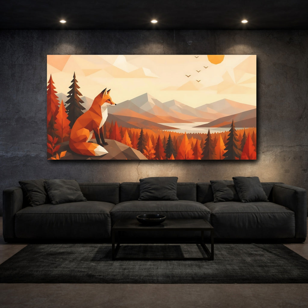 Mockup 3. Nature Fox Autumn Fox Landscape shown as stretched canvas wall art