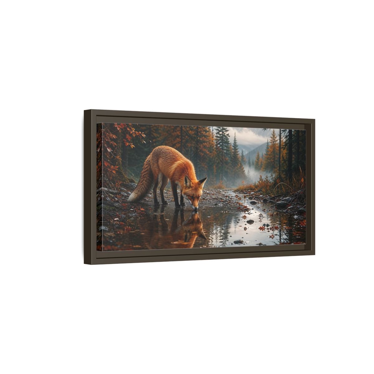 Side Mockup 7. Nature Fox Autumn Fox shown as stretched canvas wall art