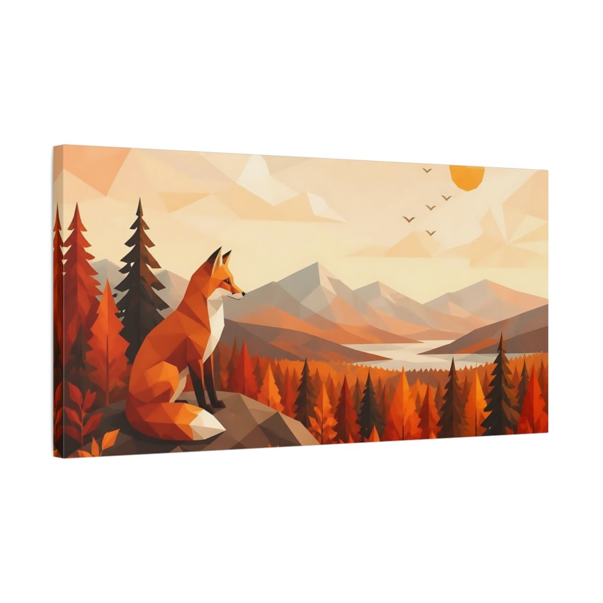 Side Mockup 1. Nature Fox Autumn Fox Landscape shown as stretched canvas wall art