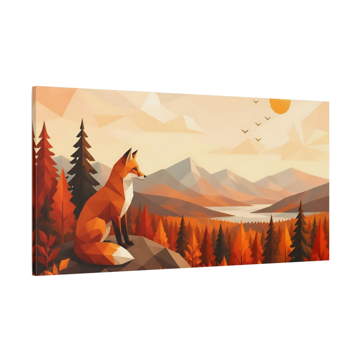 Side Mockup 2. Nature Fox Autumn Fox Landscape shown as stretched canvas wall art
