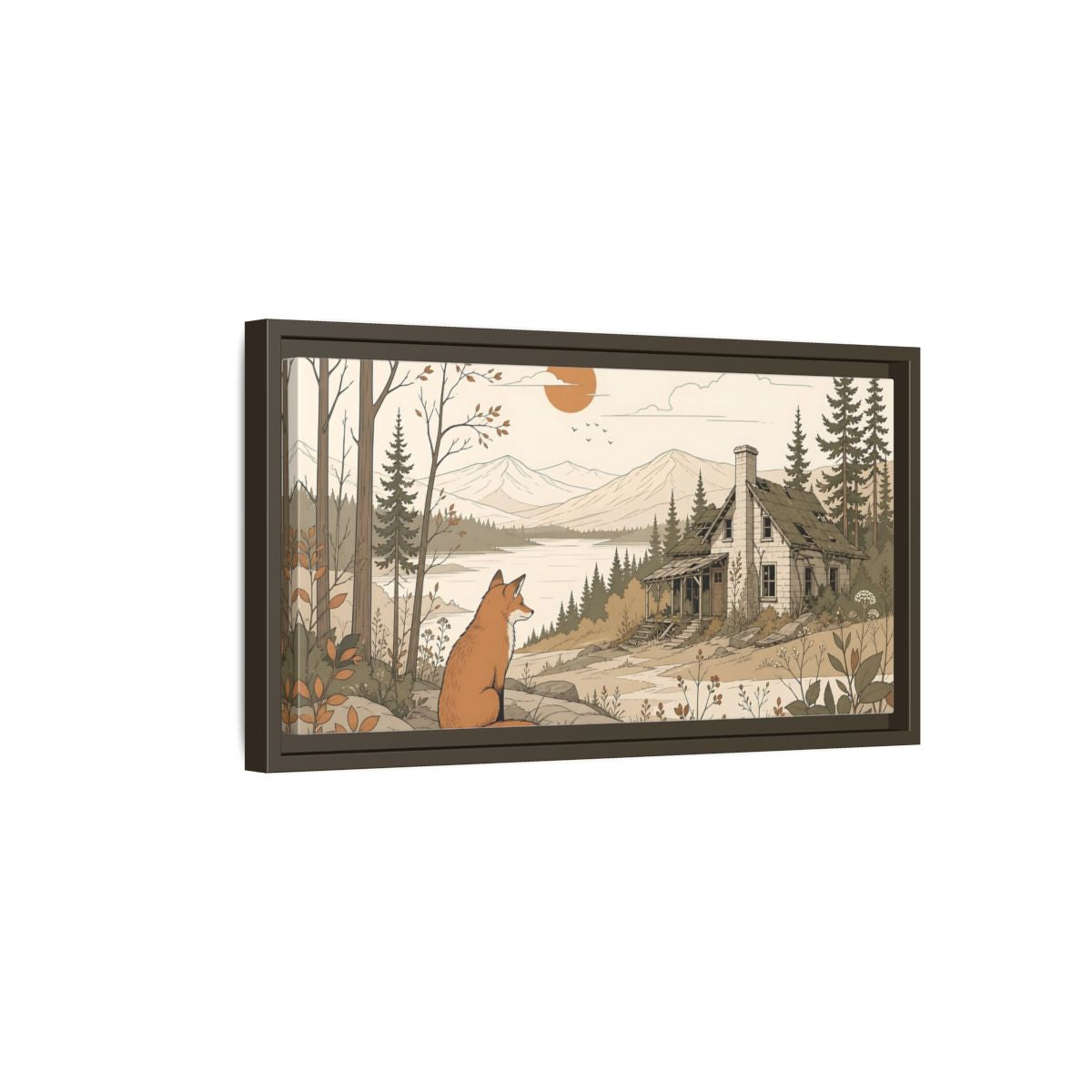 Side Mockup 7. Nature Fox Fox Autumn Landscape shown as stretched canvas wall art